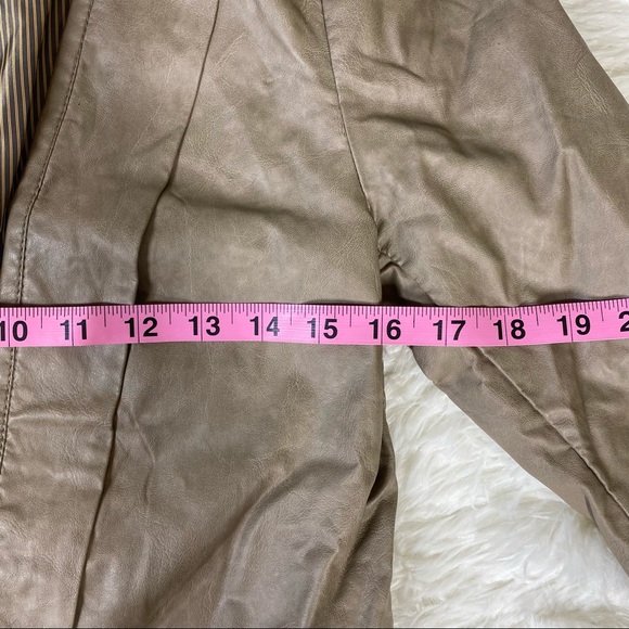 C. Luce Tan Faux Leather Blazer Jacket - Picture 14 of 16